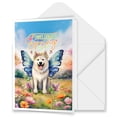 thumbnail image 1 of Welcome Spring Fairy Akita in Flower Meadow 5x7in Folded Greeting Card Inu Dog Lover Single Note Card with Envelope - 13002, 1 of 5