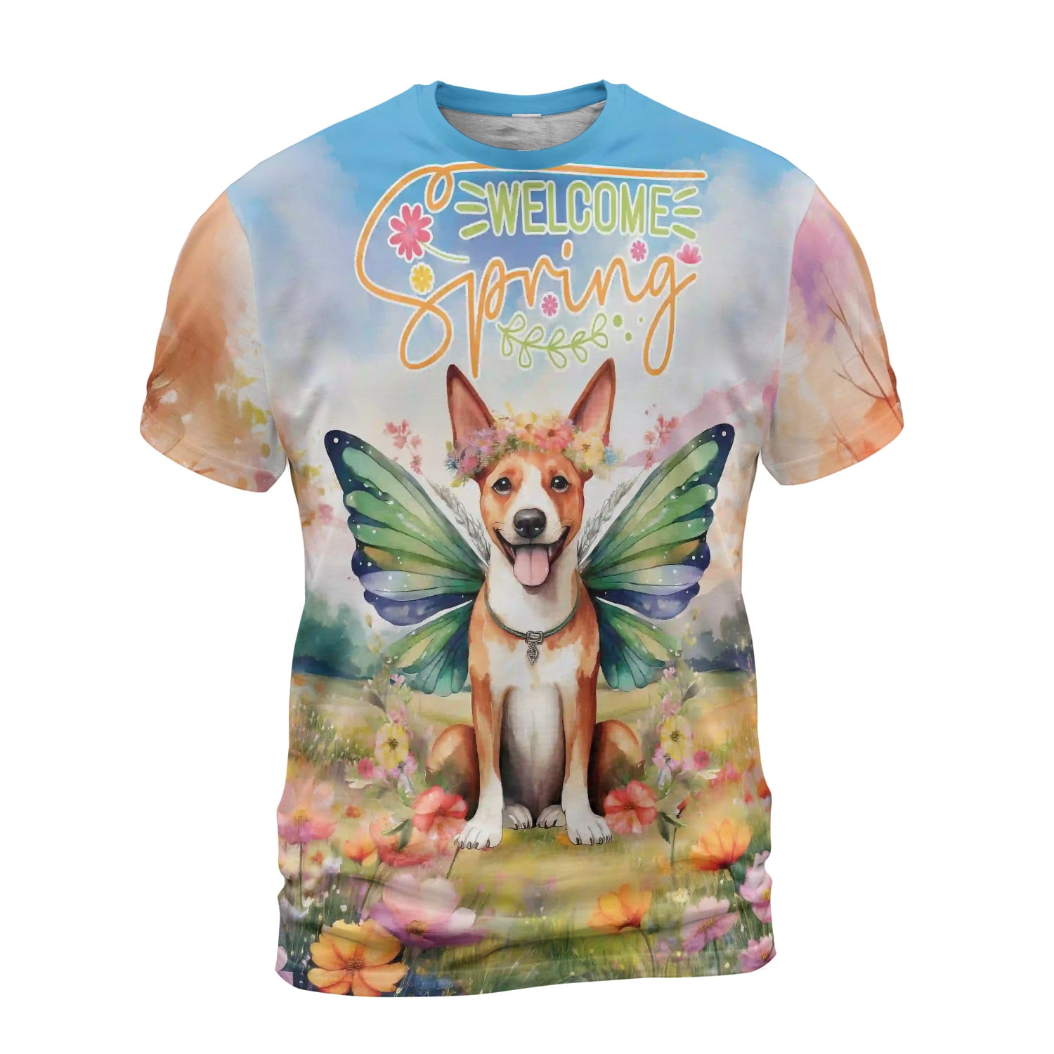 Welcome spring fairy basenji in flower meadow all over print 3d shirt