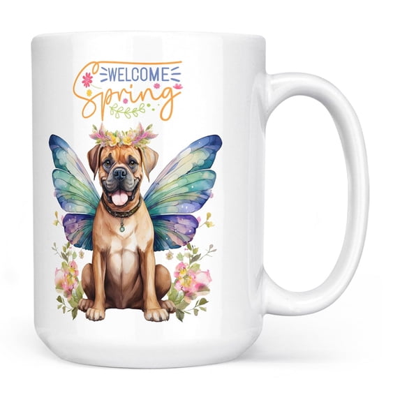 Welcome Spring Fairy Boxer in Flower Meadow Mug Boxers Dog Lover Gifts Idea Coffee Tea Cup - 13002