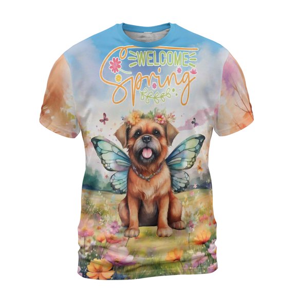 Welcome Spring Fairy Brussels Griffon in Flower Meadow All Over Print 3D Shirt Unisex Merch Griff Dog Lover - 13002