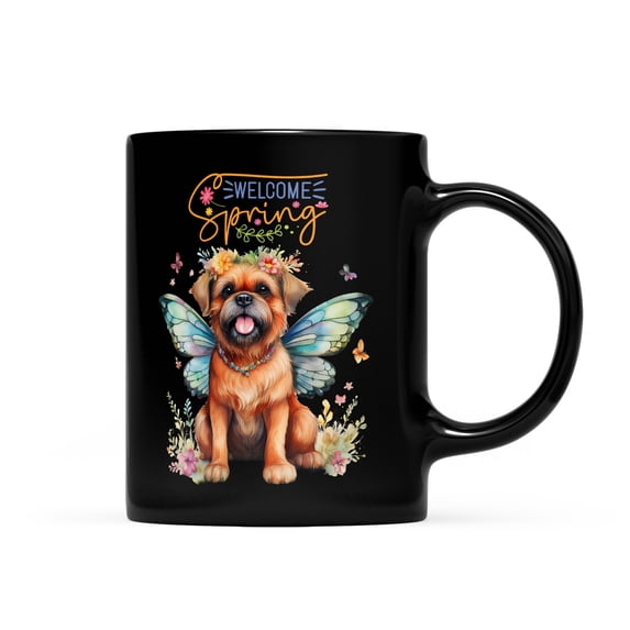 Welcome Spring Fairy Brussels Griffon in Flower Meadow Mug Griff Dog Lover Coffee Tea Cup - 13002