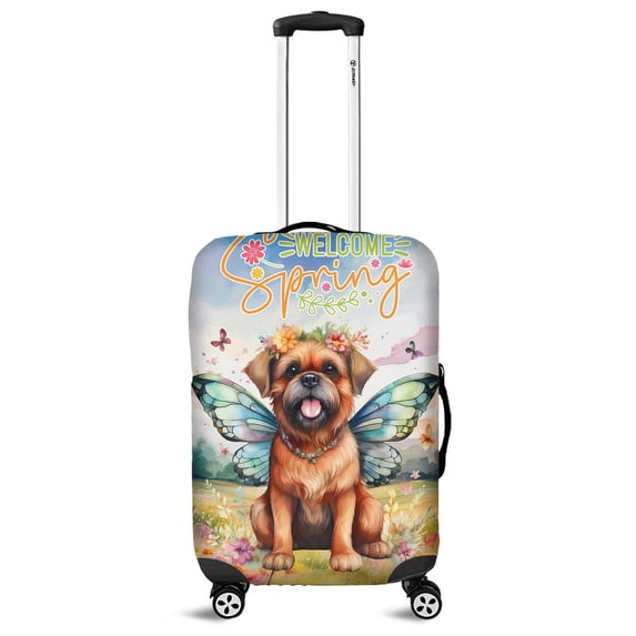 Welcome Spring Fairy Brussels Griffon in Flower Meadow Travel Luggage Cover Griff Dog Lover Suitcase Dust Protective Decor - 13002