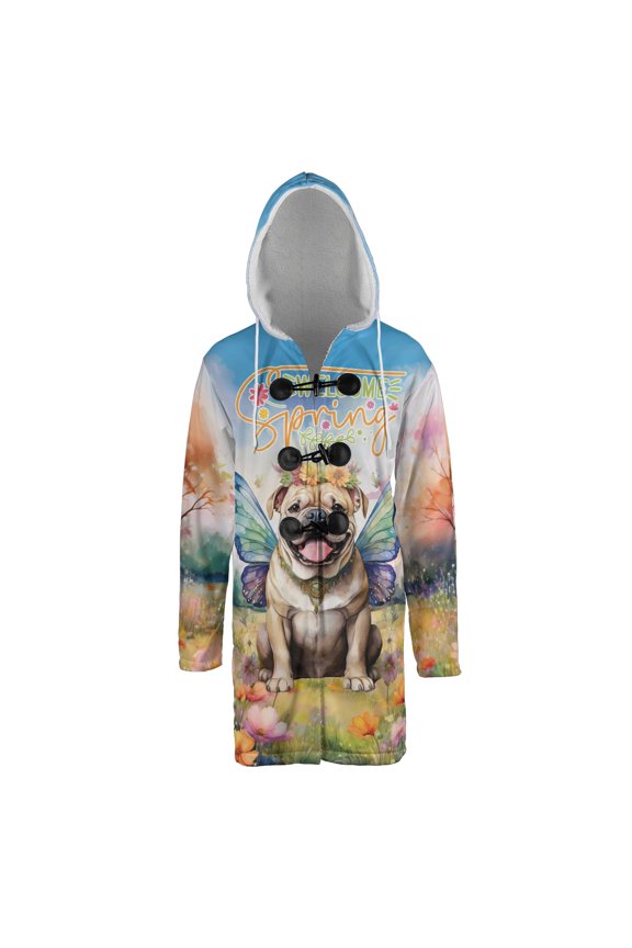 Welcome Spring Fairy Bulldog in Flower Meadow All Over Print 3D Hooded Duffle Toggle Coat Dog Lover Gifts Idea - 13002