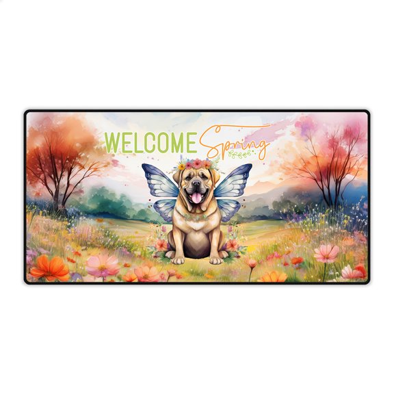 Welcome Spring Fairy Bullmastiff in Flower Meadow Desk Mat Full Keyboard Mouse Pad Dog Lover Large Mousepad - 13002
