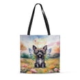 thumbnail image 1 of Welcome Spring Fairy Chinese Crested in Flower Meadow All Over Print 3D Canvas Tote Bag Dog Lover Reusable Handbag - 13002, 1 of 5