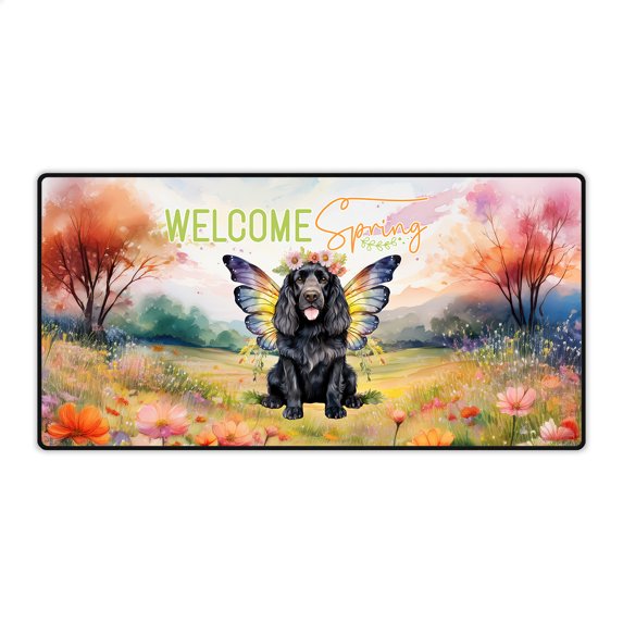 Welcome Spring Fairy Cocker Spaniel in Flower Meadow Desk Mat Full Keyboard Mouse Pad Cockers Dog Lover Gifts Large Mousepad - 13002