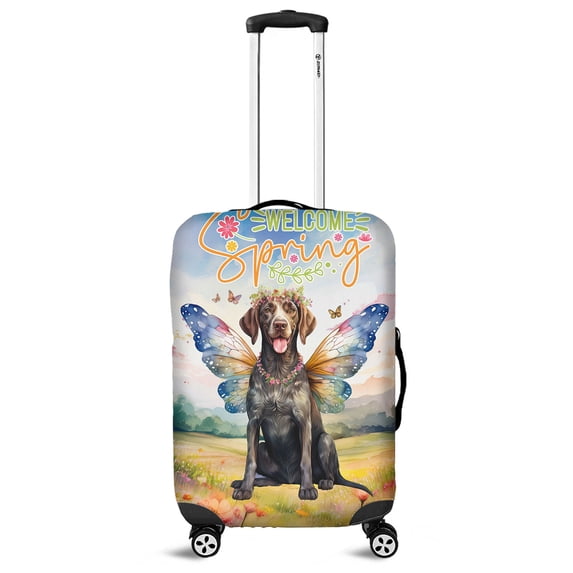 Welcome Spring Fairy German Shorthaired Pointer in Flower Meadow Travel Luggage Cover GSP Lover Dog Gift Suitcase Dust Protective Decor - 13002