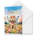 thumbnail image 1 of Welcome Spring Fairy Goldendoodle in Flower Meadow 5x7in Folded Greeting Card Doodle Dog Lover Gifts Idea Single Note Card with Envelope - 13002, 1 of 5