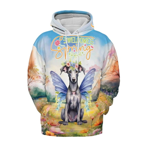 Welcome Spring Fairy Italian Greyhound in Flower Meadow All Over Print 3D Hoodie Unisex Merch Hoodies Greyhound Dog Lover - 13002
