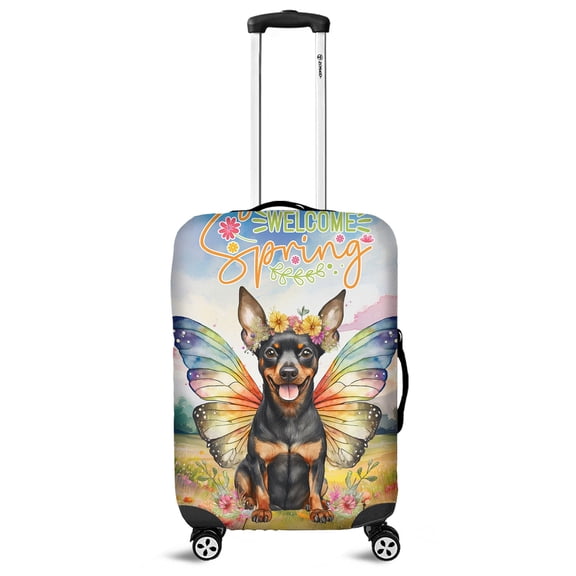 Welcome Spring Fairy Miniature Pinscher in Flower Meadow Travel Luggage Cover Mini Pin Dog Lover Suitcase Dust Protective Decor - 13002
