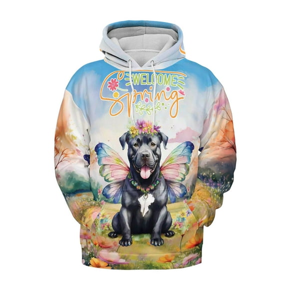 Welcome Spring Fairy Pitbull in Flower Meadow All Over Print 3D Hoodie Unisex Merch Hoodies Terrier Dog Lover - 13002