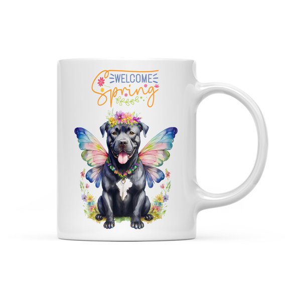Welcome Spring Fairy Pitbull in Flower Meadow Mug Terrier Dog Lover Coffee Tea Cup - 13002