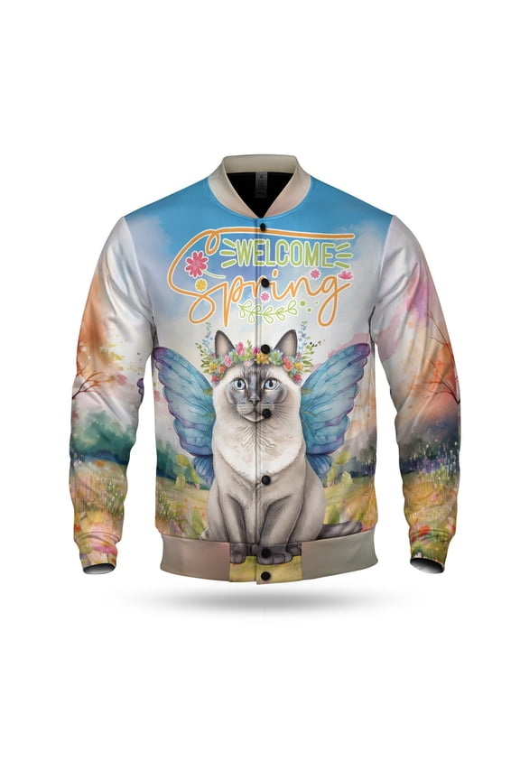 Welcome Spring Fairy Ragdoll in Flower Meadow All Over Print 3D Baseball Jacket Cat Lover Kitten Owner Gifts Idea Bomber Jacket Softball - 13002