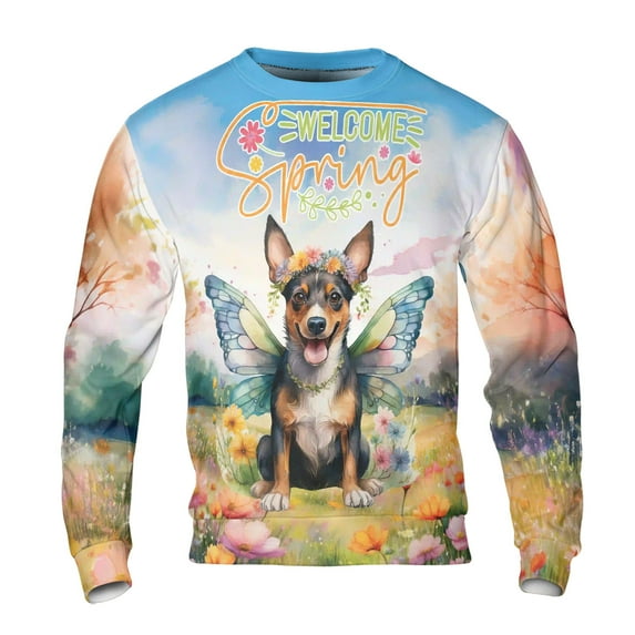 Welcome Spring Fairy Toy Fox Terrier in Flower Meadow All Over Print 3D Sweatshirt Unisex Merch Dog Lover - 13002