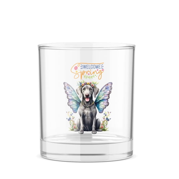 Welcome Spring Fairy Weimaraner in Flower Meadow 11oz Whiskey Glass Mug Weim Gray Ghost Dog Lover Whiskey Cocktail Glasses Cup - 13002