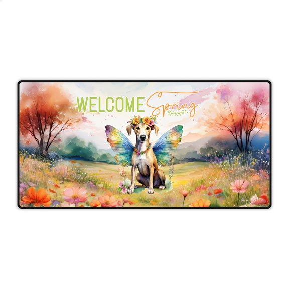 Welcome Spring Fairy Whippet in Flower Meadow Desk Mat Full Keyboard Mouse Pad Dog Lover Large Mousepad - 13002