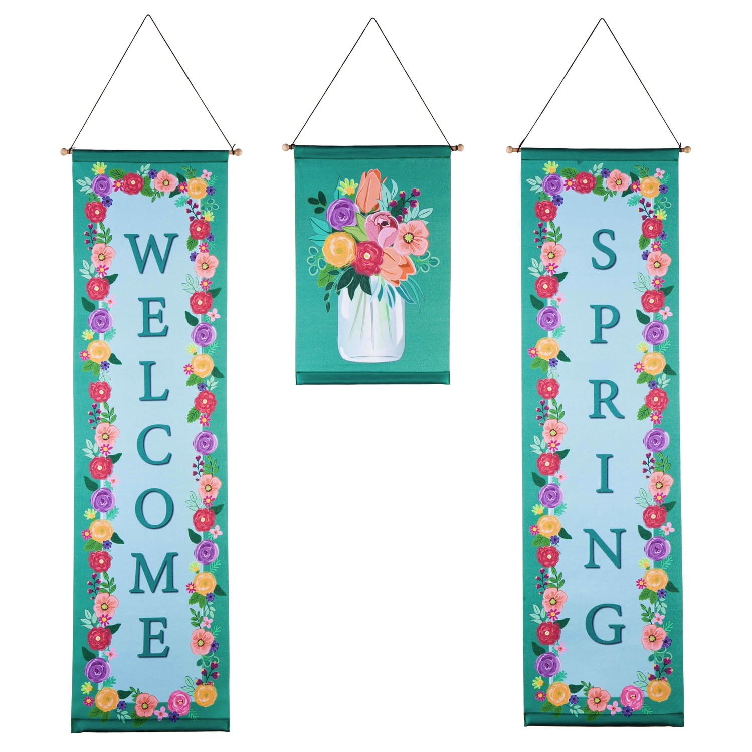 Welcome Spring Floral Door Banner Kit - Walmart Business Supplies