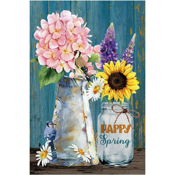 Welcome Spring Flowers Garden Flag Floral Outdoor Yard Flag Double Sided 12.5 x 18 Inch