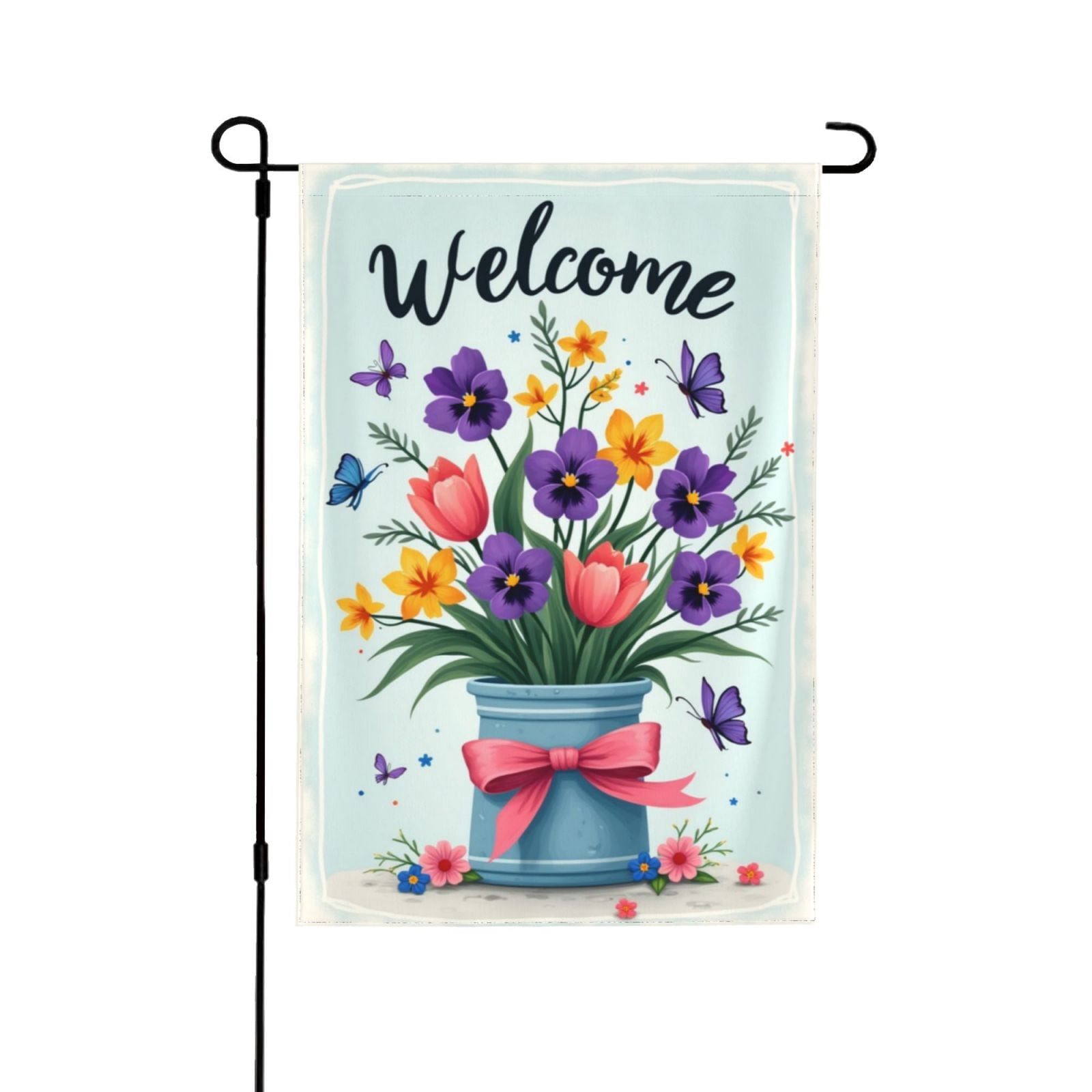 Welcome Spring Garden Flag 12x18 Inch, Double Sided Outdoor Yard Flag ...