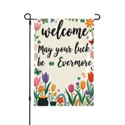 Welcome Spring Garden Flag Double Sided Floral Design With May Your Luck Be Evermore 12x18 Inch Outdoor Yard Decor For House  Patio  Lawn