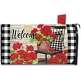 thumbnail image 1 of Welcome Spring Geranium Flower Mailbox Cover Magnetic Standard Size 20.5" x 18", Red Floral Buffalo Plaid Check Post Letter Box Wrap Decor Summer Farmhouse Garden Yard Outdoor Decoration, 1 of 6
