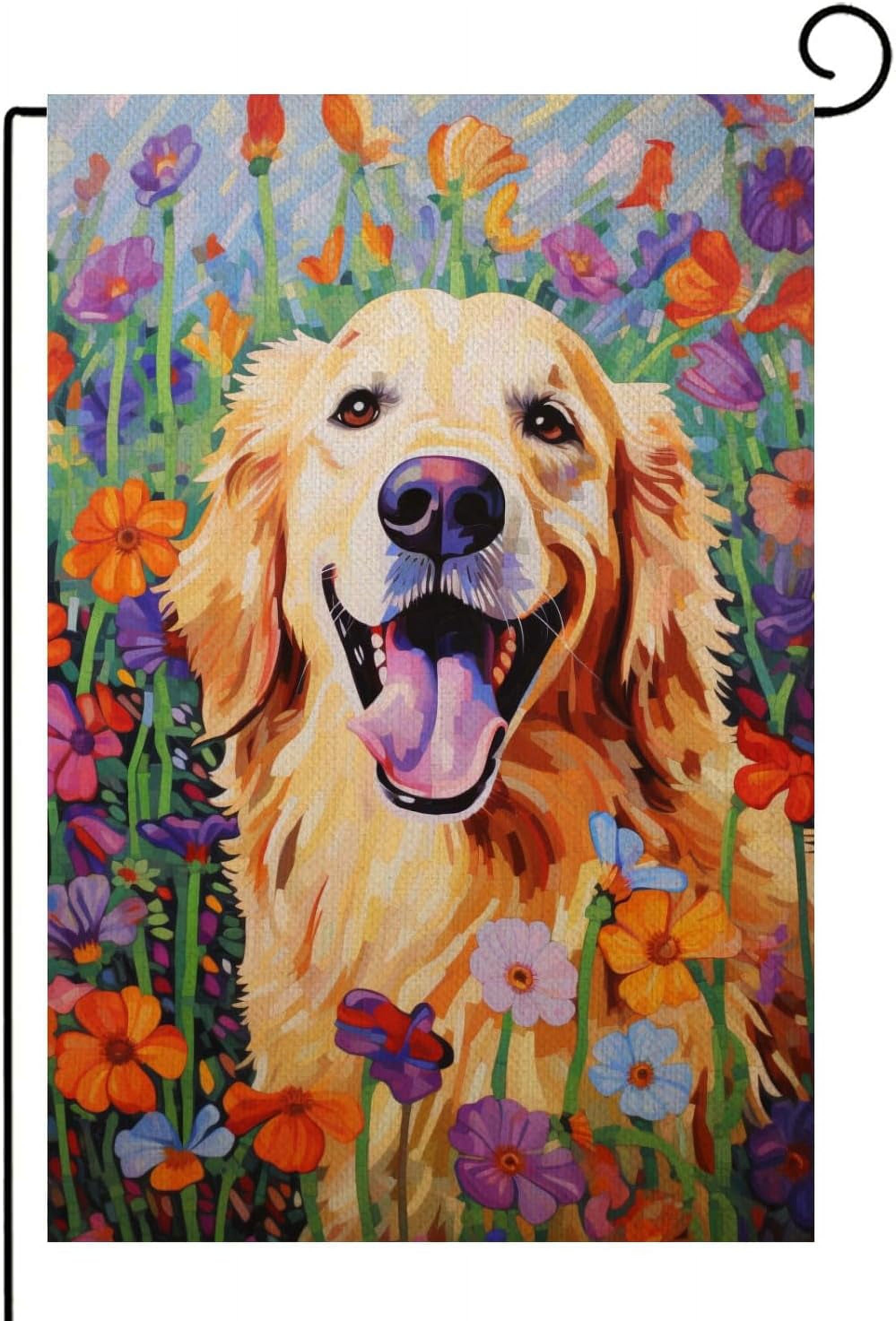 Gartenflagge Golden Retriever Mit Blumen – 30,5 X 45,7 Cm, Doppelseitig, Wetterfest