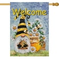 thumbnail image 1 of Welcome Spring Honey Bumble Bee Gnome House Flag, Summer Yard Home Decorative Outdoor Decoration, Daisy Flower Burlap Lawn Outside Large Decor Double Sided 28x40, 1 of 6