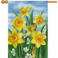 thumbnail image 1 of Welcome Spring House Flag 28x40 Double Sided , Burlap Large Daffodil Floral Flower Holiday Yard Sign House Outside Outdoor Hello Summer Decoration, 1 of 6
