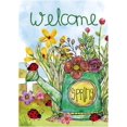 thumbnail image 1 of Welcome Spring Kettle Floral Double Sided Spring Blooms House Flag 28 x 40 Inch, 1 of 6