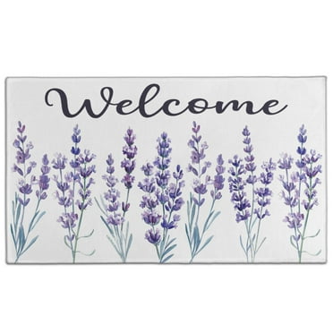 Welcome Spring Lavender Flowers Front Door Mat Anti Slip Funny Welcome Mat the Indoor Door Mat/Outdoor Crystal Velvet 30x17 Inches