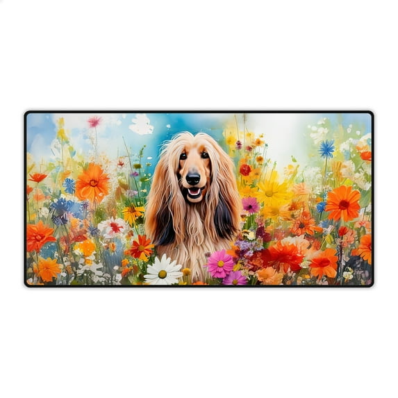 Welcome Spring Summer Afghan Hound Portrait Flower Blue Sky Desk Mat Full Keyboard Mouse Pad Dog Lover Large Mousepad - 12001