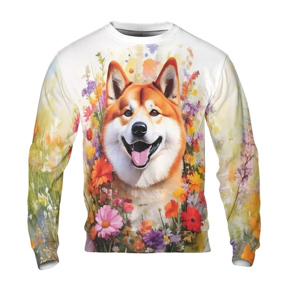 Welcome Spring Summer Akita Portrait Flower Blue Sky All Over Print 3D Sweatshirt Unisex Merch Inu Dog Lover - 12001