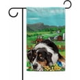 thumbnail image 1 of Welcome Spring Summer Australian Shepherd Garden Flag Dog Flowers Butterflies Farm Village Home Decor Banner for Outside Double Side 12.5X18 Inch, 1 of 6