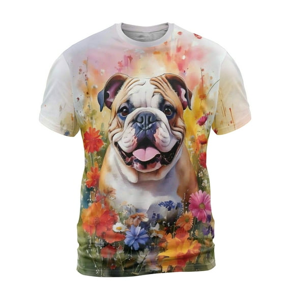Welcome Spring Summer Bulldog Portrait Flower Blue Sky All Over Print 3D Shirt Unisex Merch Dog Lover Gifts Idea - 12001
