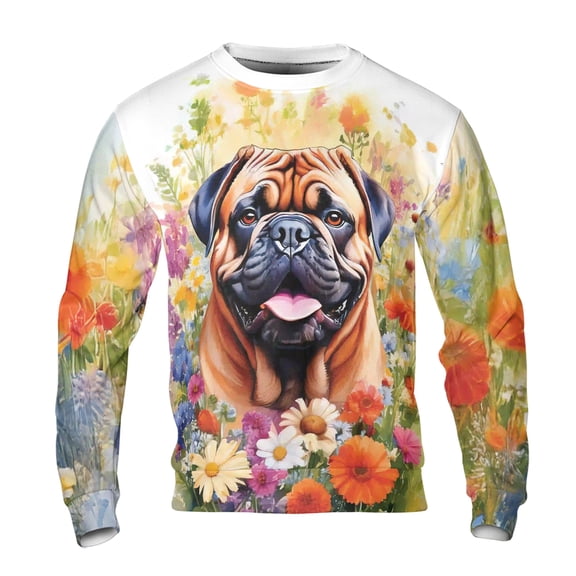 Welcome Spring Summer Bullmastiff Portrait Flower Blue Sky All Over Print 3D Sweatshirt Unisex Merch Dog Lover - 12001