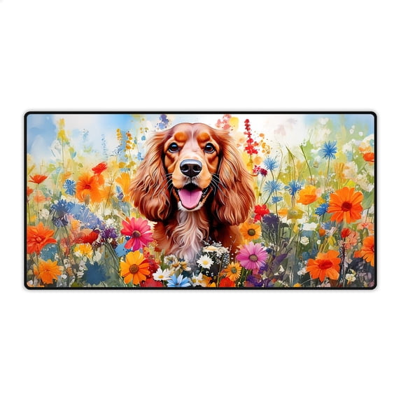 Welcome Spring Summer Cocker Spaniel Portrait Flower Blue Sky Desk Mat Full Keyboard Mouse Pad Cockers Dog Lover Gifts Large Mousepad - 12001