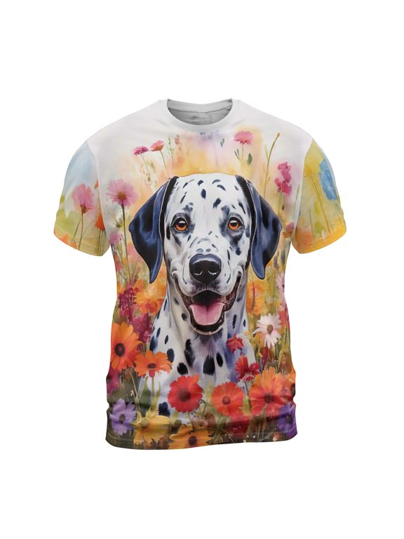 Welcome Spring Summer Dalmatian Portrait Flower Blue Sky All Over Print 3D Shirt Unisex Merch Dog Lover - 12001