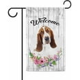 thumbnail image 1 of Welcome Spring Summer Flowers Basset Hound Decorative Garden Flag Dog Floral Seasonal Home Decor Banner for Outside 12.5X18 Inch Double Sided, 1 of 6