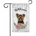 thumbnail image 1 of Welcome Spring Summer Flowers Cute Yorkshire Terrier Yorkie Decor Garden Flag Lovely Floral Seasonal Home Decor Banner for Outside Double Side 12.5X18 Inch, 1 of 5