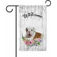 thumbnail image 1 of Welcome Spring Summer Flowers English Bulldog Pupp Decor Garden Flag Lovely Floral Seasonal Home Decor Banner for Outside Double Side 12.5X18 Inch, 1 of 6