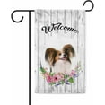thumbnail image 1 of Welcome Spring Summer Flowers Papillon Dog Decor Garden Flag Lovely Floral Seasonal Home Decor Banner for Outside Double Side 12.5X18 Inch, 1 of 6