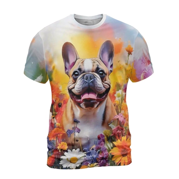 Welcome Spring Summer French Bulldog Portrait Flower Blue Sky All Over Print 3D Shirt Unisex Merch Dog Lover Gifts - 12001