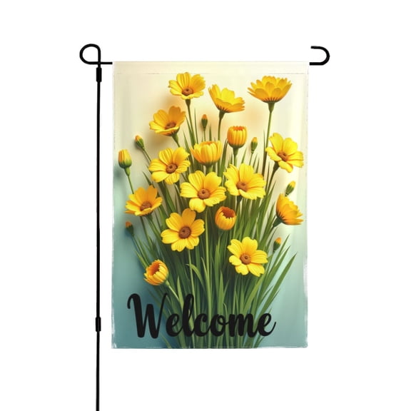 Welcome Spring Summer Garden Flag 12x18 Inch Double Sided Yellow Flower Floral Yard Flag Outdoor Decoration