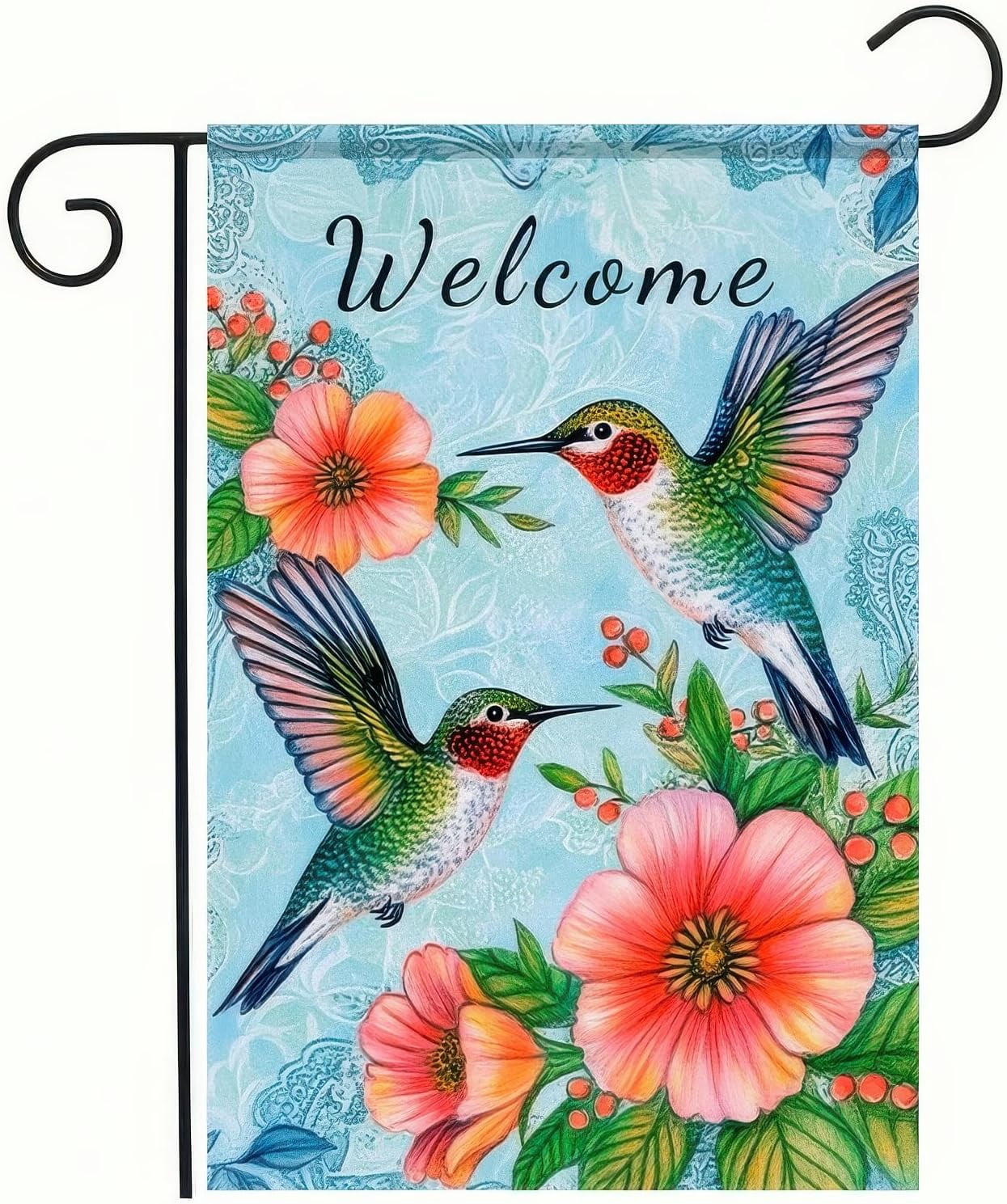Welcome Spring Summer Garden Flag Double Sided 12 x 18 Inch Hummingbird ...