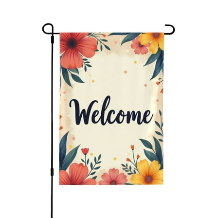Welcome Spring Summer Garden Flag Floral Double Sided Yard Flag 12x18 Inch Outdoor House Decor