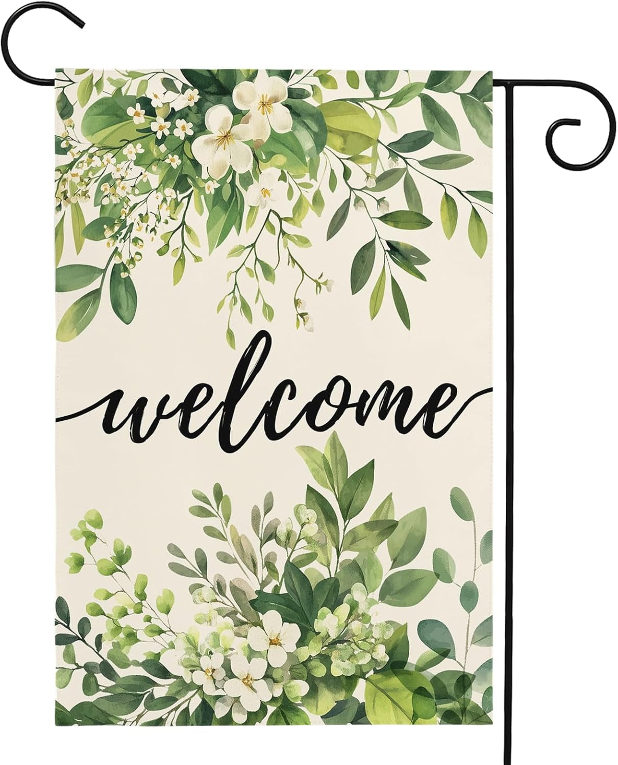 Welcome Spring Summer Garden Flag Spring Eucalyptus Leaf Garden Flags ...
