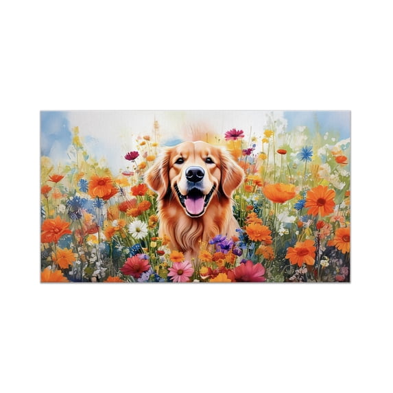 Welcome Spring Summer Golden Retriever Portrait Flower Blue Sky Doormat Goldens Dog Lover Gifts Idea Indoor Outdoor Welcome Mat - 12001