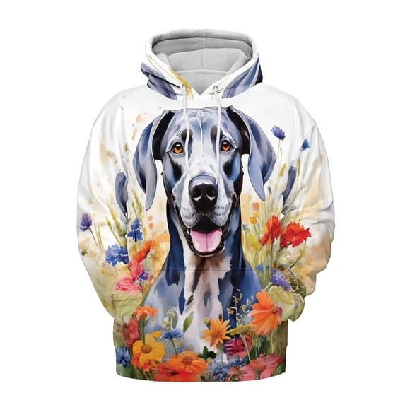 Welcome Spring Summer Great Dane Portrait Flower Blue Sky All Over Print 3D Hoodie Unisex Merch Hoodies Danes Dog Lover Gifts - 12001