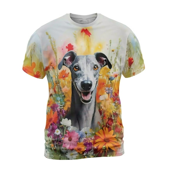Welcome Spring Summer Italian Greyhound Portrait Flower Blue Sky All Over Print 3D Shirt Unisex Merch Greyhound Dog Lover - 12001