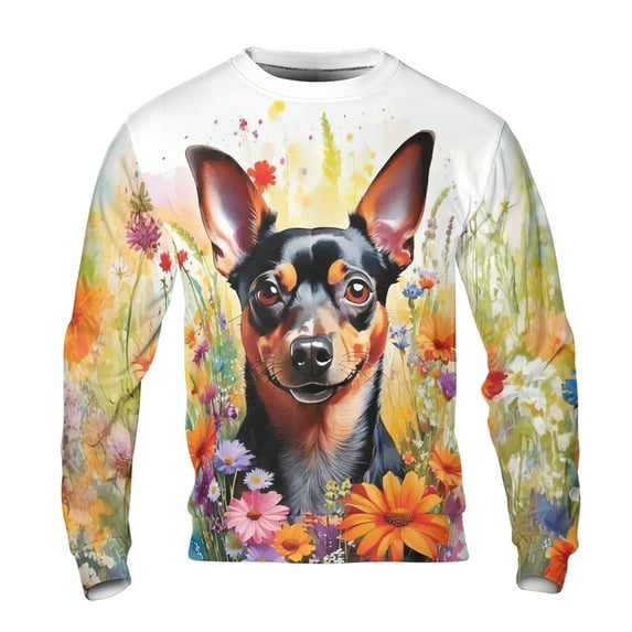 Welcome Spring Summer Miniature Pinscher Portrait Flower Blue Sky All Over Print 3D Sweatshirt Unisex Merch Mini Pin Dog Lover - 12001